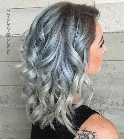 серебристо-синий цвет волос